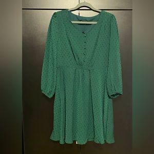 Hunter Green Women’s Dress with long sleeves and elastic waist size large